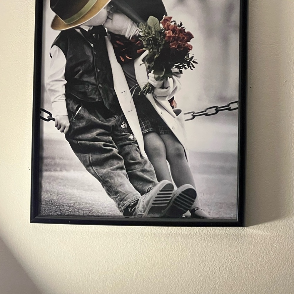 Charming Vintage Art Print with Child and Rose - Picture 2 of 4